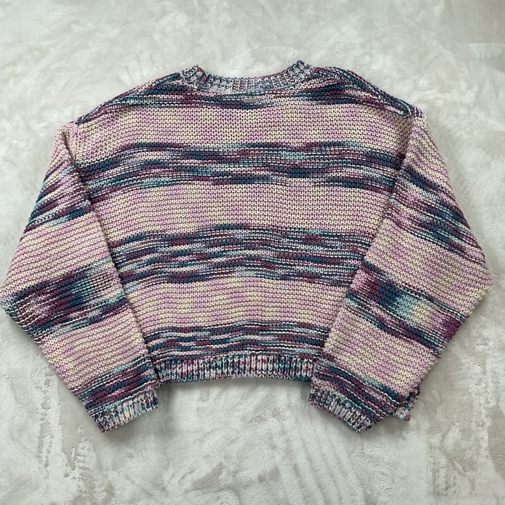 Billabong Fade Out Women Large Multi Color Space Dye Chunky Knit Cropped Sweater - Picture 6 of 7